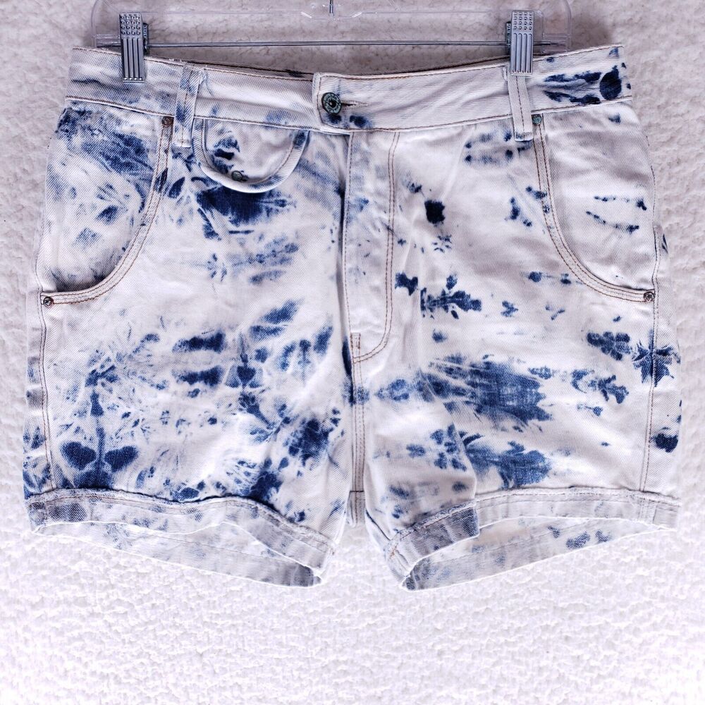 Maria Filo White & Blue Jean Shorts Womens Size 40 Mid Rise Denim Casual Pants